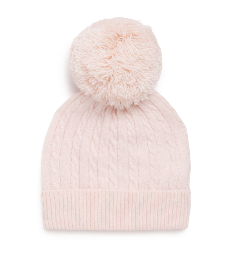 Purebaby cashmere cable-knit beanie, imported from the UK