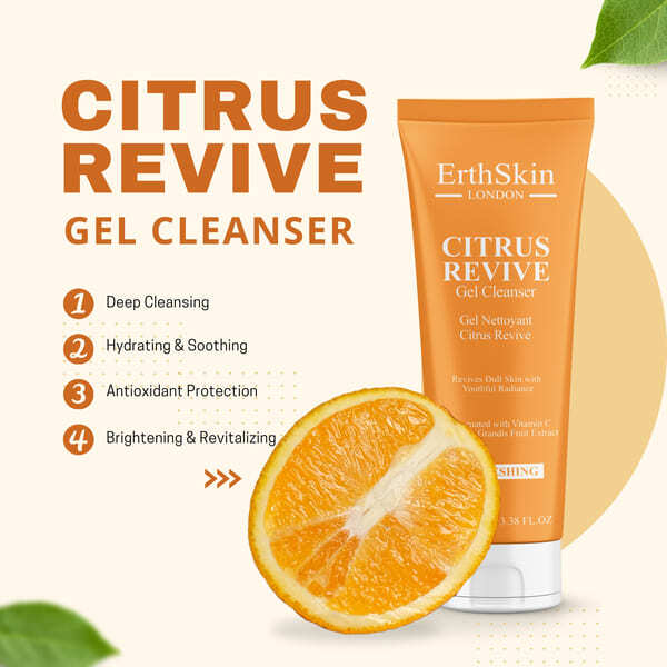 ErthSkin Citrus Revive Gel Cleanser 100ml - British product