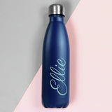 Personalised blue insulated water bottle 500ml, imported from the UK
