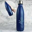 Personalised blue insulated water bottle 500ml, imported from the UK