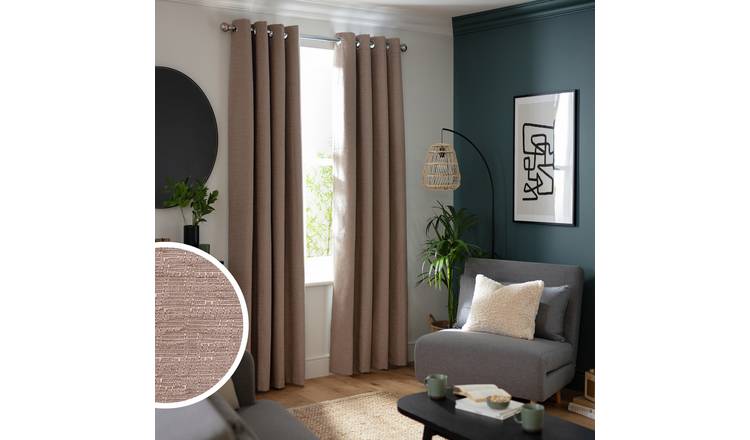 Habitat Chenille Eyelet Curtains in Oatmeal, 168x183cm, UK version