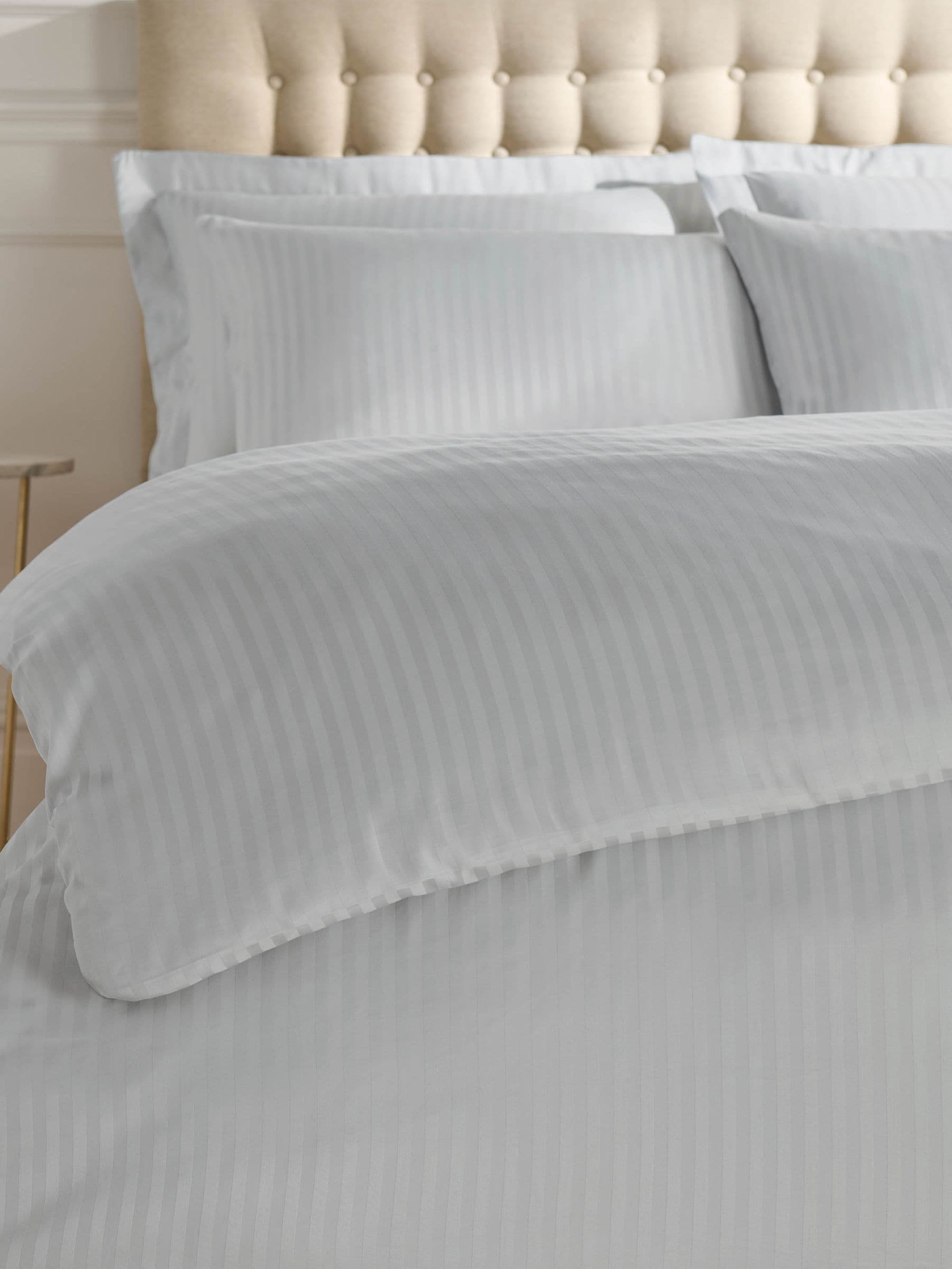 Catherine Lansfield Grey Satin Stripe duvet cover and pillowcase set - British product