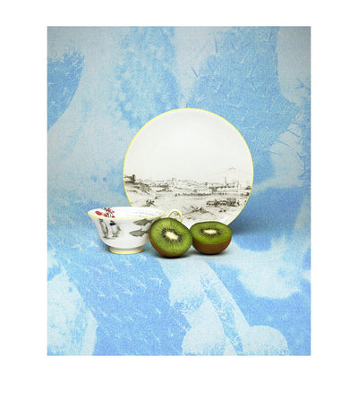 Bone China Tea Set Inspired by Voyage of the Beagle - 3 Plates, 3 Teacups, 3 Saucers