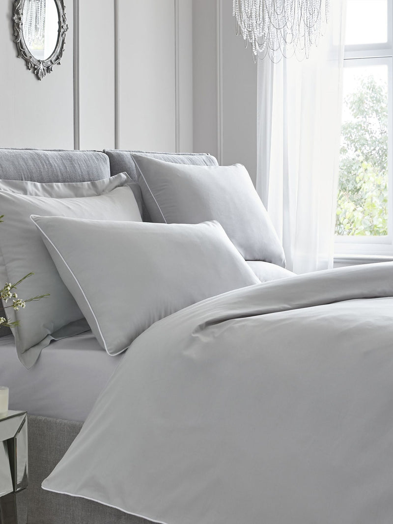 Appletree grey piped edge duvet cover and pillowcase set - British product