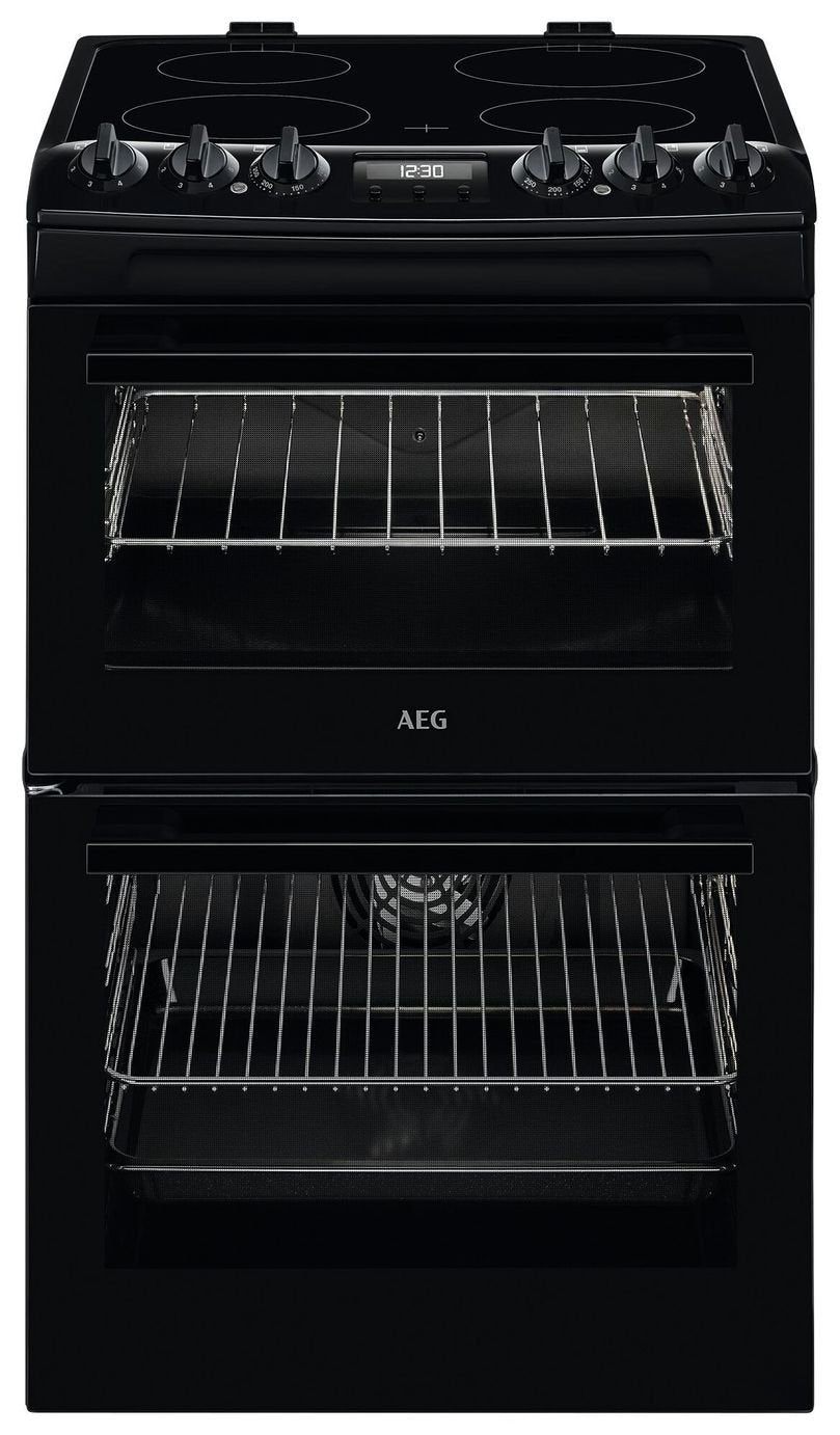 AEG black double electric cooker 55cm wide - British product