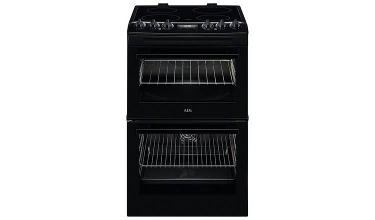 AEG black double electric cooker 55cm wide - British product