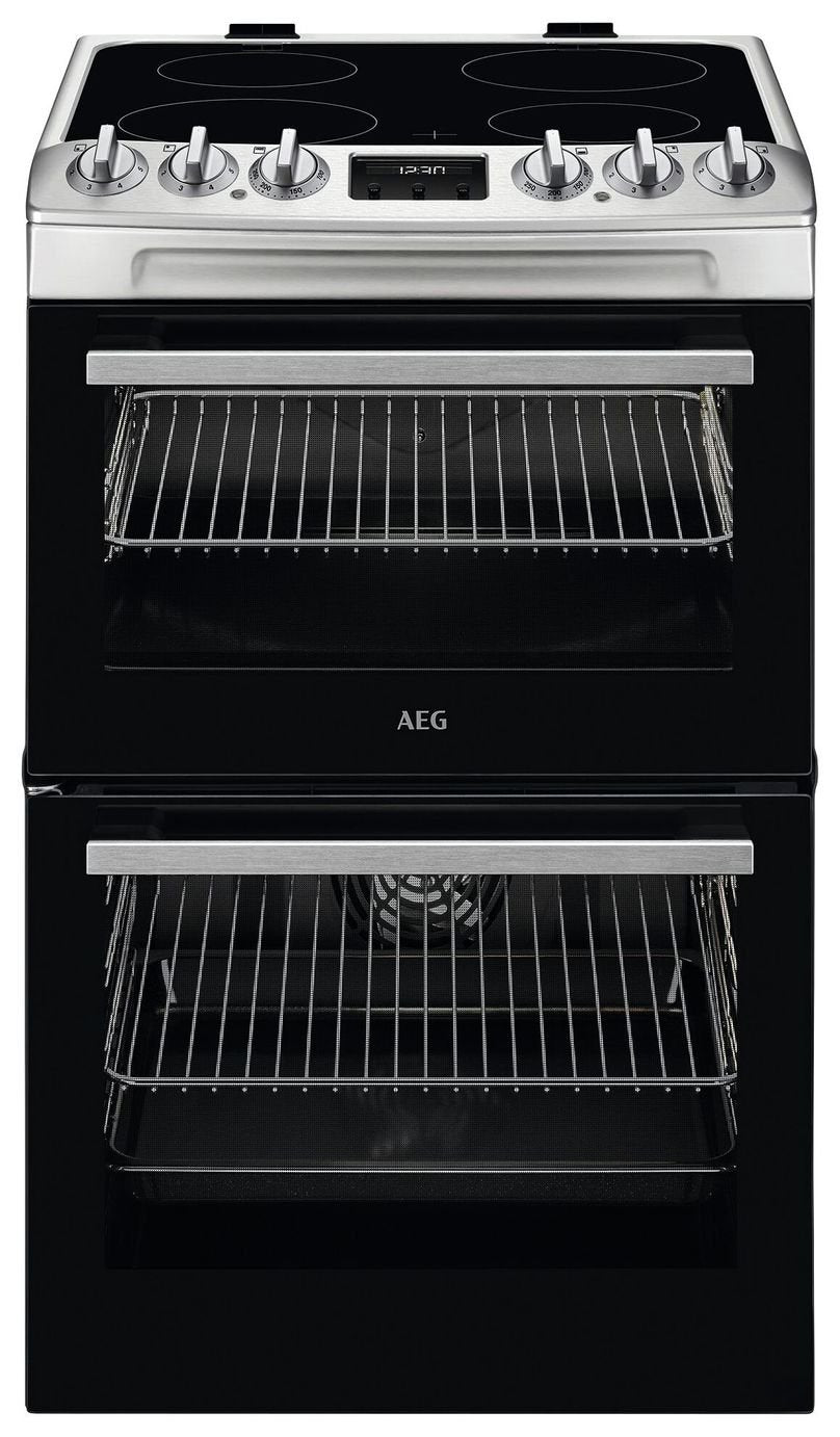 AEG 55cm double electric cooker in stainless steel - British product