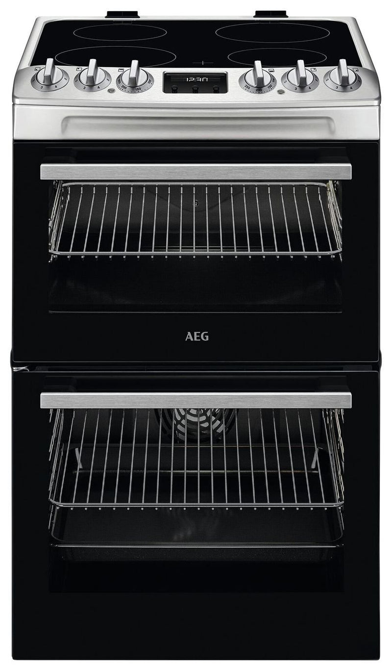 AEG 55cm double electric cooker in stainless steel - British product