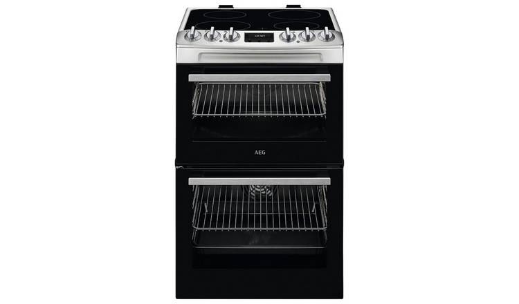AEG 55cm double electric cooker in stainless steel - British product