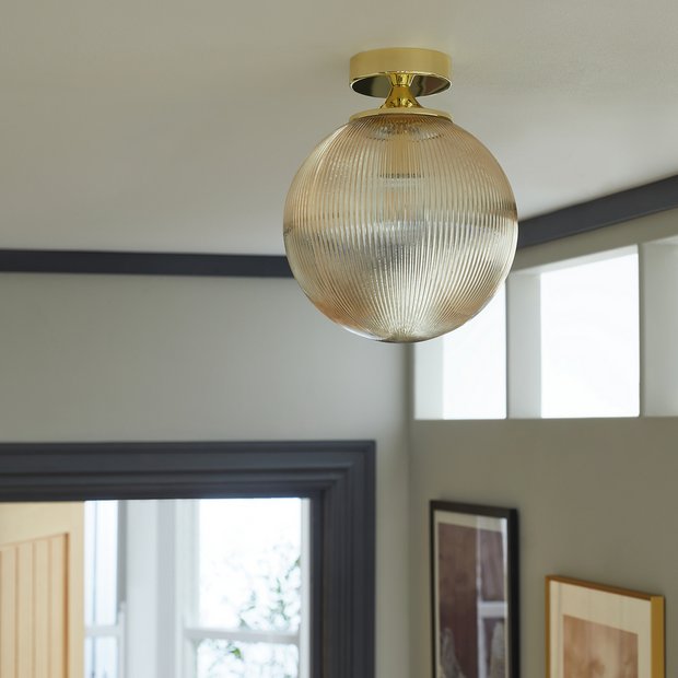Habitat champagne globe flush ceiling light 22cm diameter, UK version