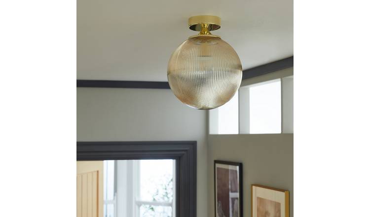 Habitat champagne globe flush ceiling light 22cm diameter, UK version