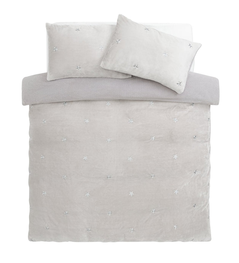 Argos Home Grey embroidered star duvet cover set Double - British product