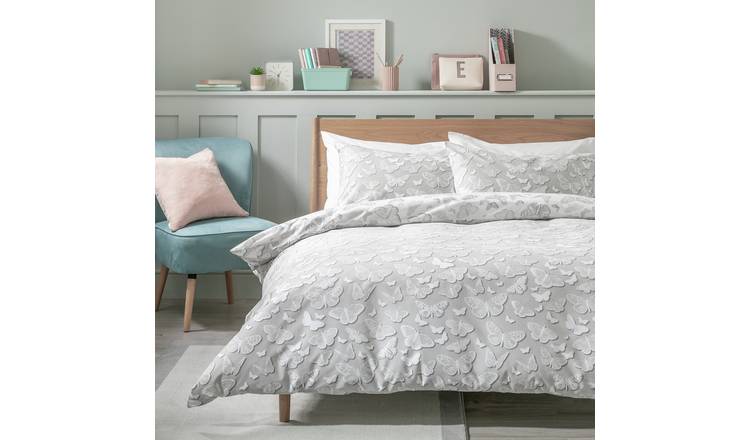 Argos Home Shadow Butterflies Grey duvet cover set king size - British product