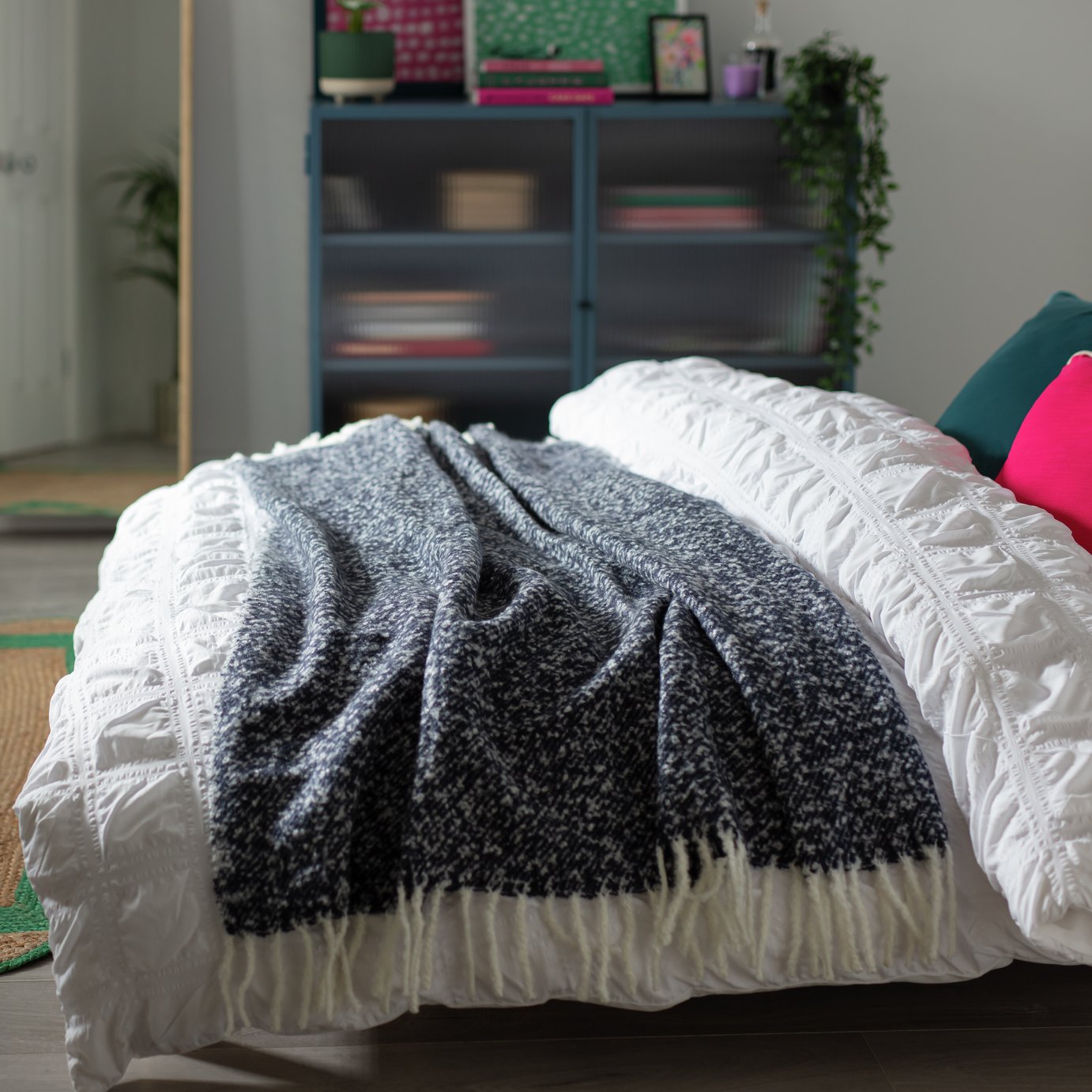 Habitat faux mohair throw navy 125x150cm, UK version