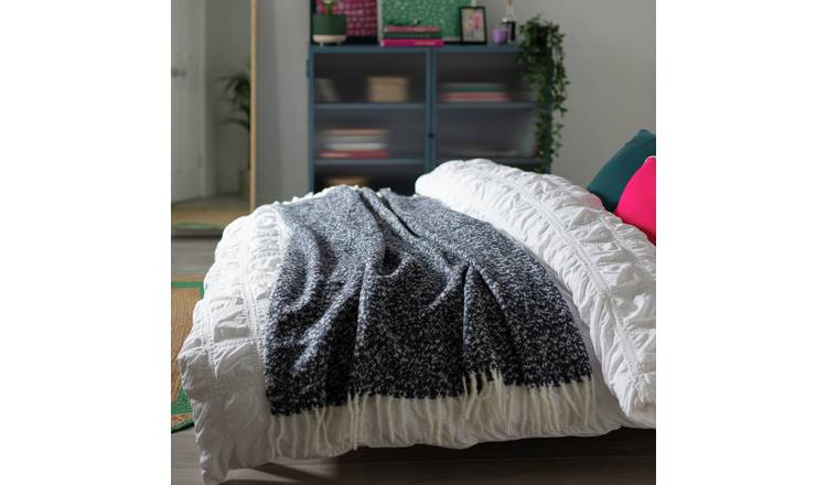 Habitat faux mohair throw navy 125x150cm, UK version