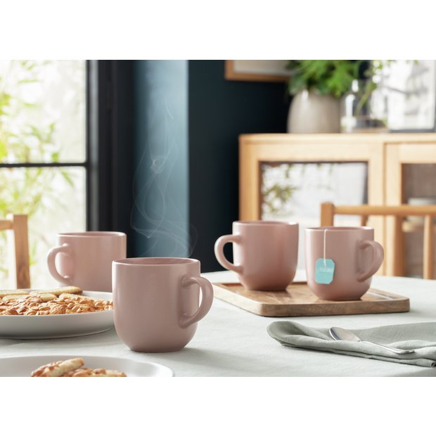 Habitat matte pink stoneware mugs set of 4 420ml, UK version