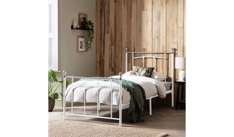 Argos Home single metal bed frame in white - British product
