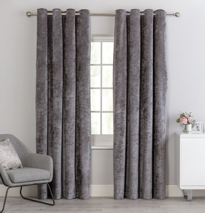Argos Home Velvet Eyelet Curtains Charcoal 168x229cm - British product