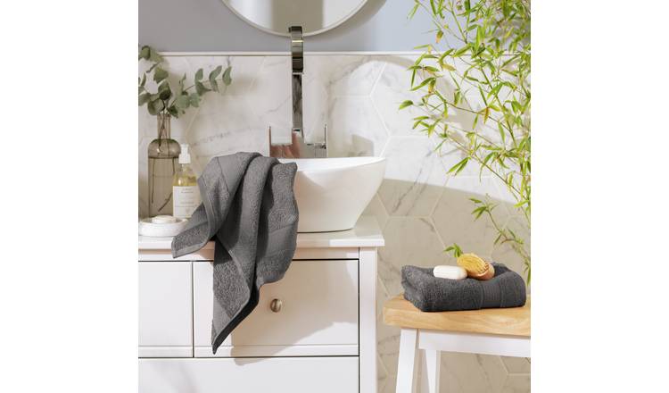 Habitat Anti-Bac hand towel grey 90cm by 50cm, UK version