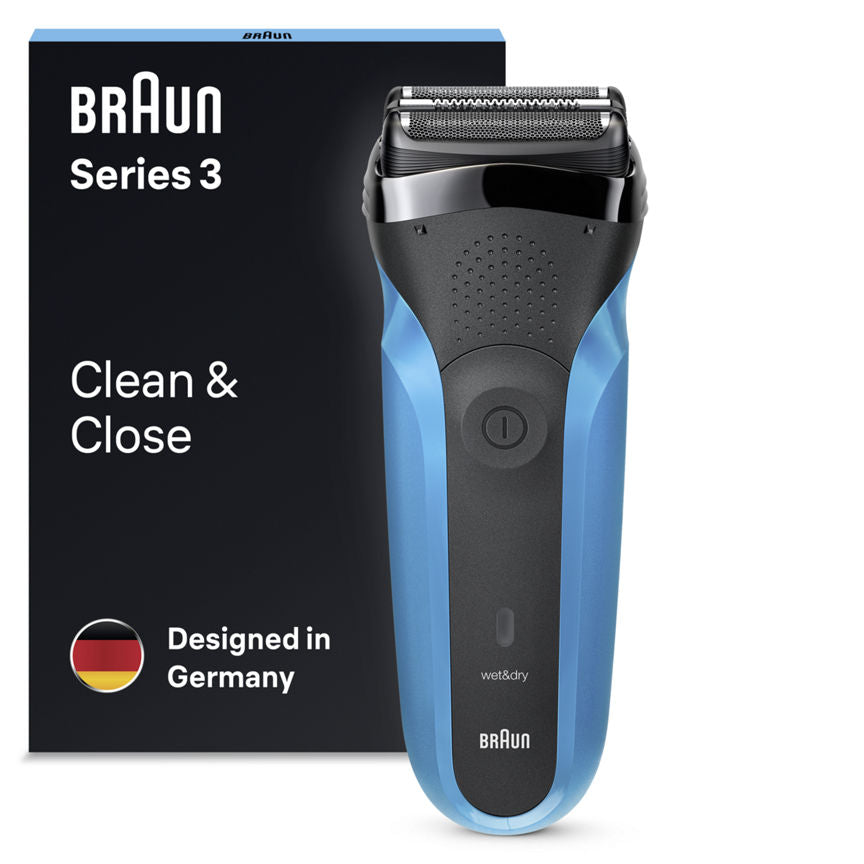 Braun Series 3 310 Electric Shaver, Wet & Dry Razor for Men, Black/Blue - McGrocer