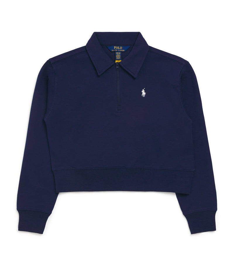 Ralph Lauren Kids Cotton-Blend Quarter-Zip Sweatshirt 6-14 Years, imported from the UK
