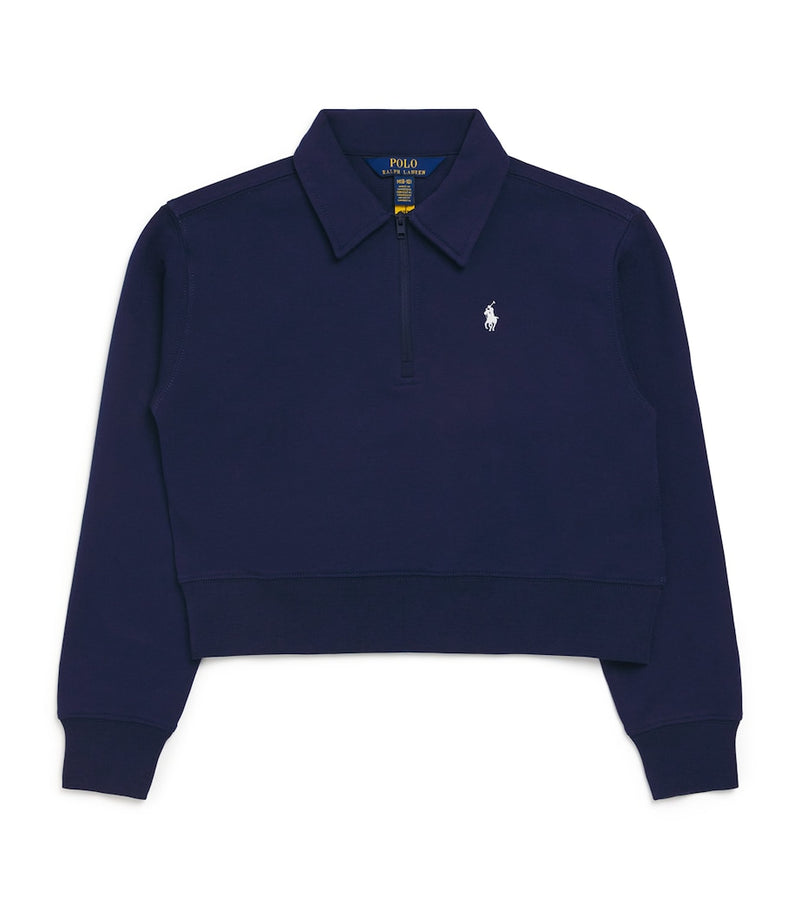 Ralph Lauren Kids Cotton-Blend Quarter-Zip Sweatshirt 6-14 Years, imported from the UK