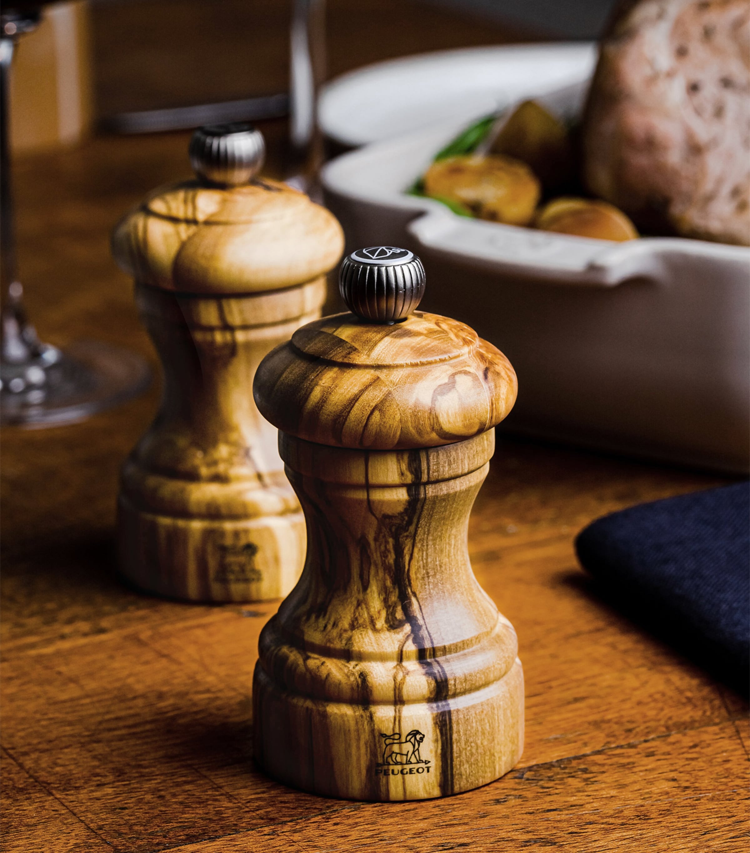 Peugeot olive wood salt pepper mill set 10cm, imported from the UK
