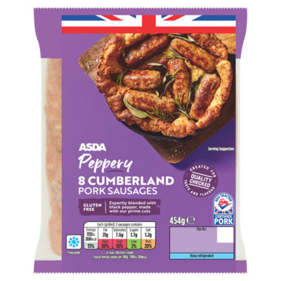 ASDA Peppery Cumberland Pork Sausages 454g - British product