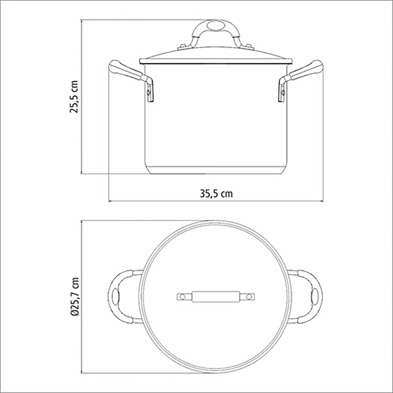 Tramontina stainless steel stockpot with drainer 24cm 7.8L (British brand)