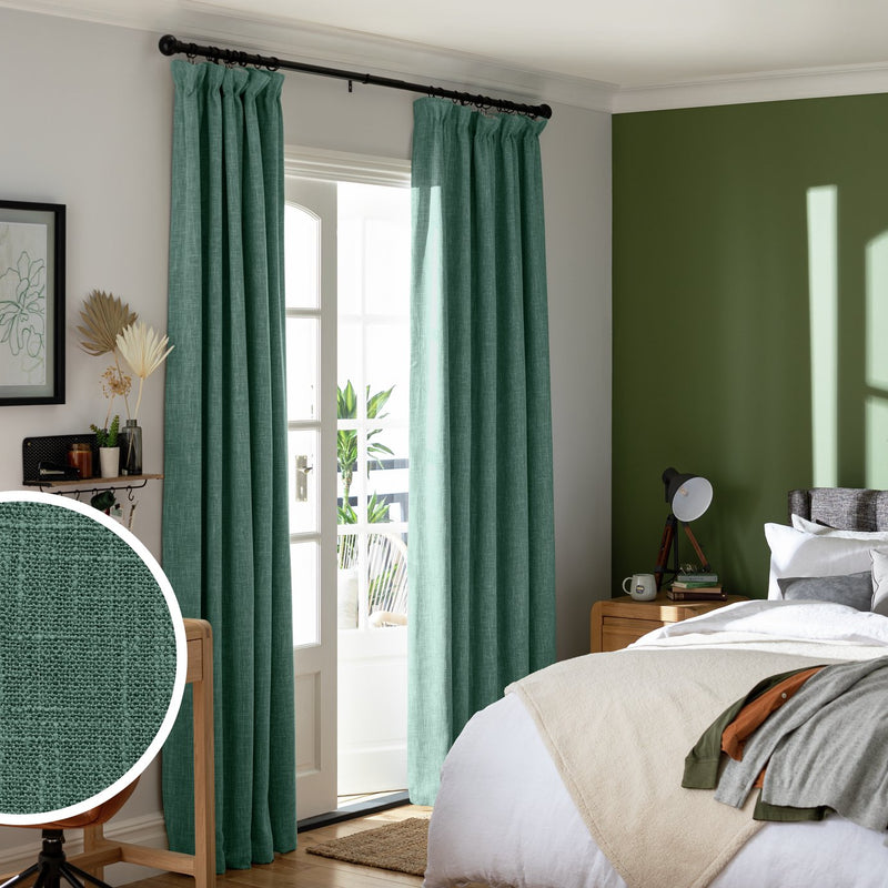 Habitat blackout pencil pleat green curtains 168x183cm, UK version