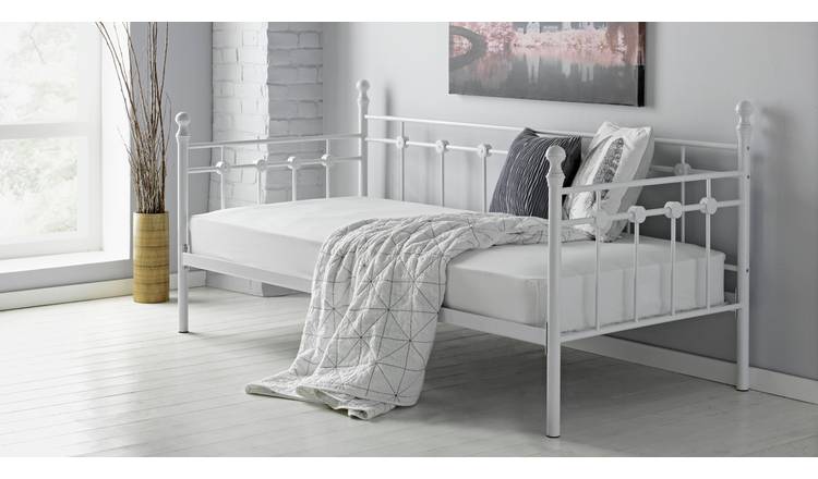 Argos metal day bed and mattress set in white - British product
