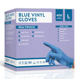 Jena blue vinyl gloves 2 options 400 pack, UK version