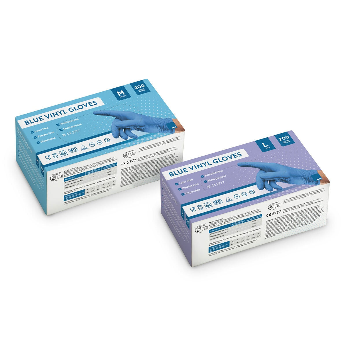 Jena blue vinyl gloves 2 options 400 pack, UK version