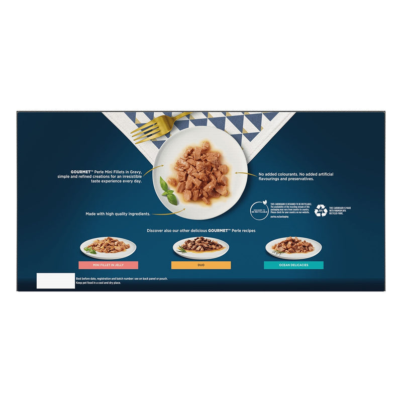 Gourmet Perle Chef's Fish & Meat cat food 60x85g, UK version