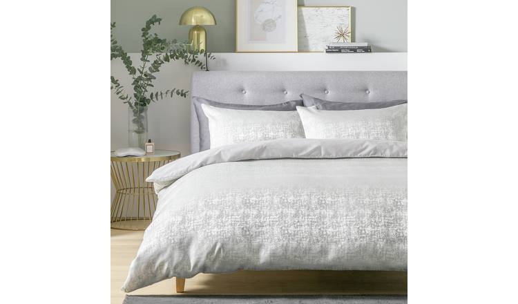 Habitat distressed jacquard silver duvet cover set king size, UK version