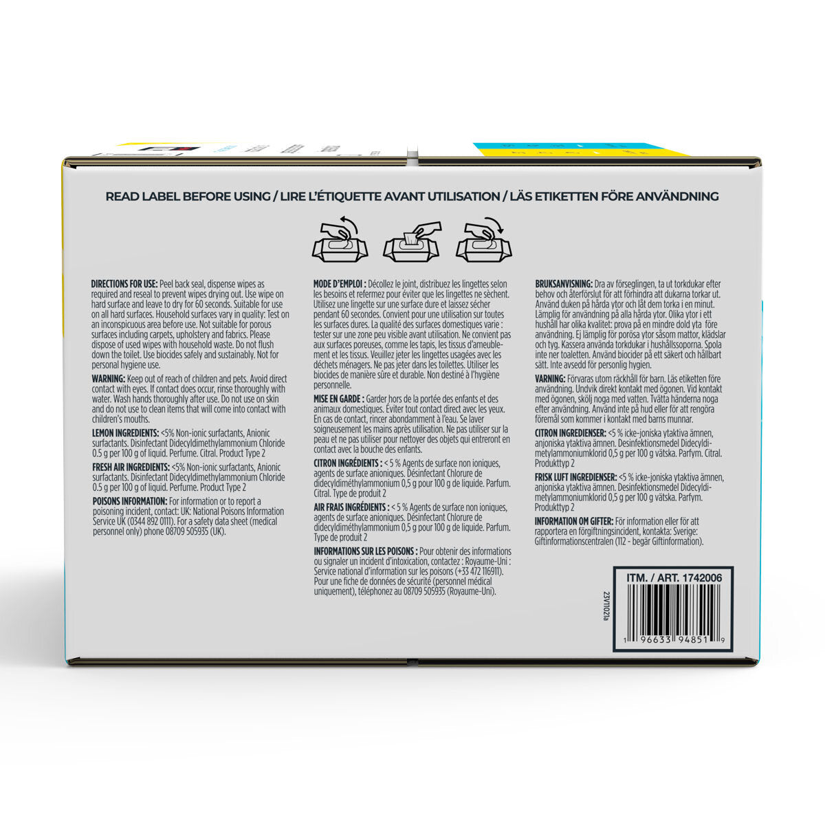 Kirkland Signature antibacterial wipes mixed scents 4x80 pack, UK version