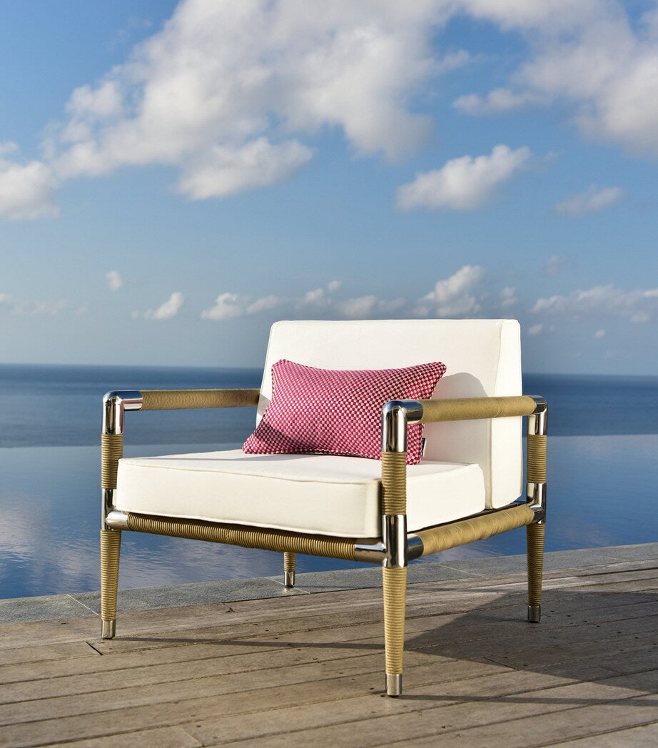 Marina outdoor armchair with stainless steel frame, imported from the UK