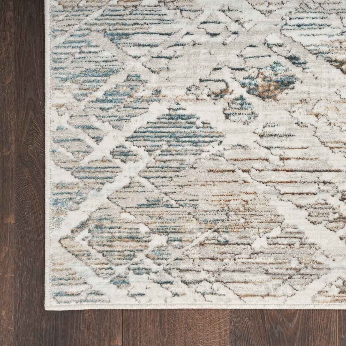 Nourison Glitz Grey Abstract Runner rug 69 x 229 cm, UK version