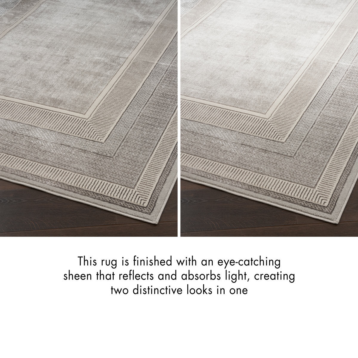 Nourison Glitz Silver Border Rug, UK version