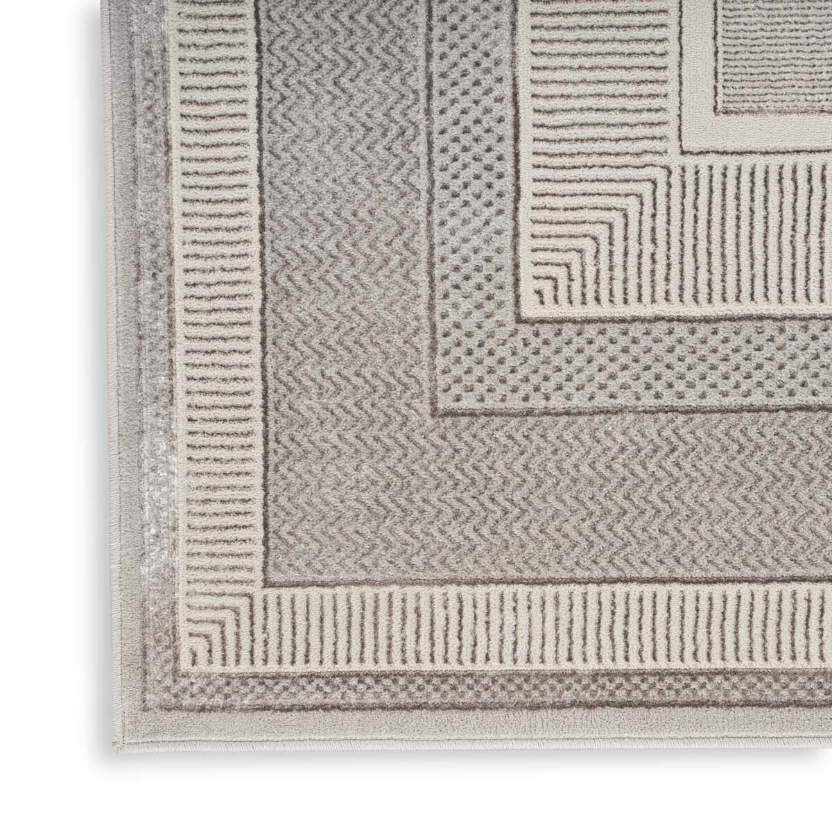 Nourison Glitz Silver Border Rug, UK version