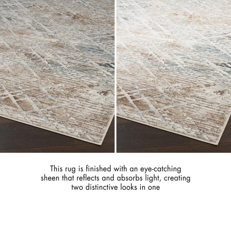Nourison Glitz Grey Abstract Rug, UK version