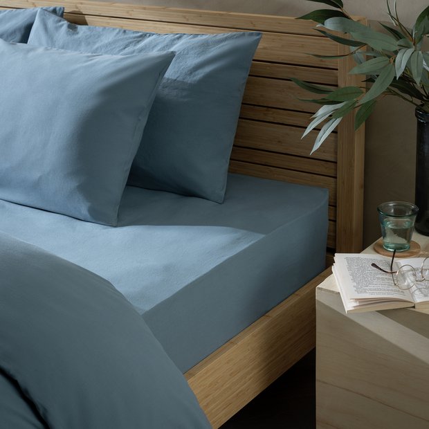 Habitat denim fitted sheet single, UK version