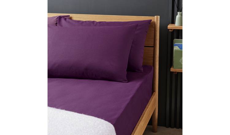Habitat Cotton Rich Standard Pillowcase Pair in Grape, Size L75 x W50cm, UK version