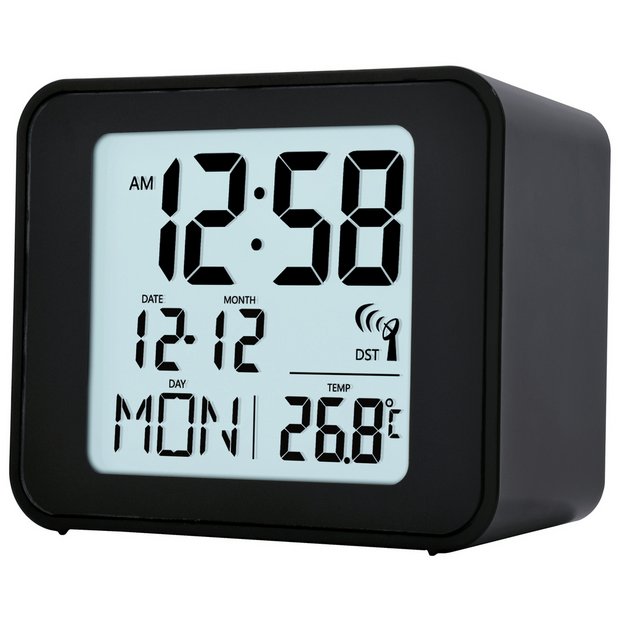 Acctim Cole radio controlled LCD display alarm clock black - British product
