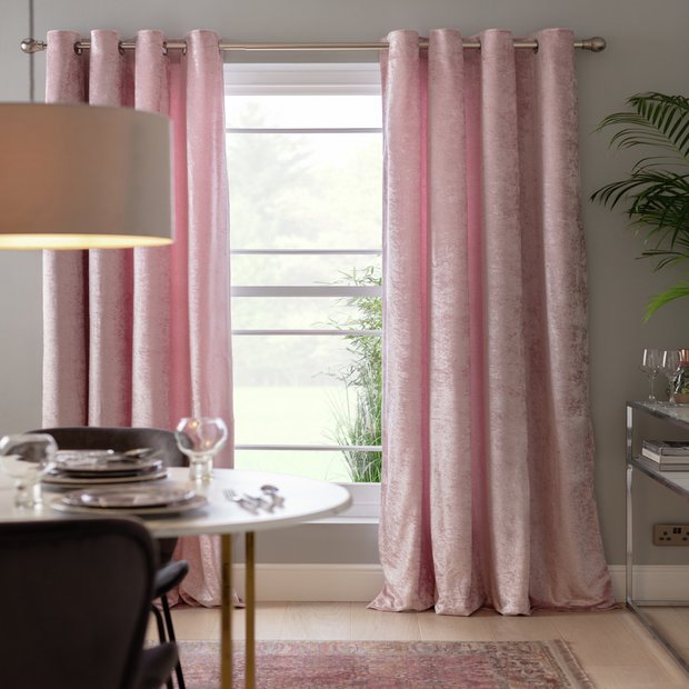 Argos Home Blush Velvet Eyelet Curtains 229x229cm - British product