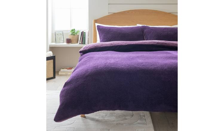 Argos Home Purple Double Sided Fleece Bedding Set - Single - British product