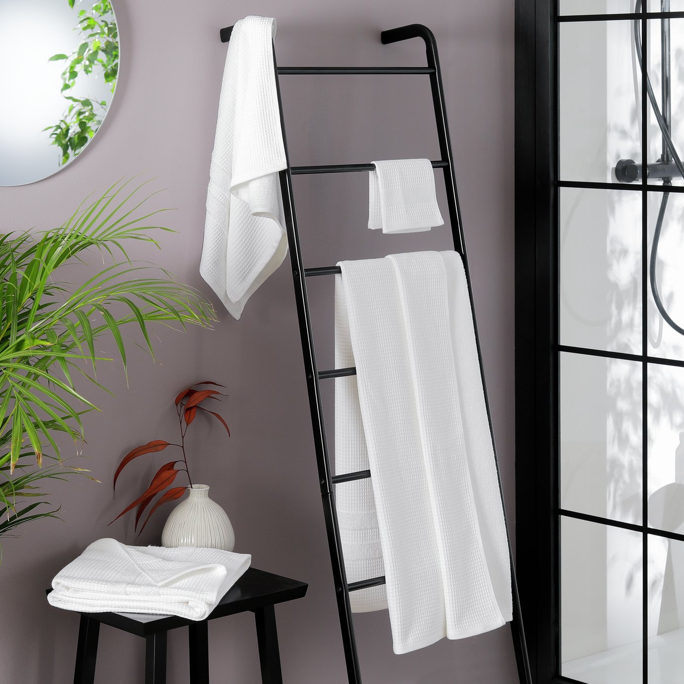 Habitat Cotton Waffle 4 Piece Towel Bale - White