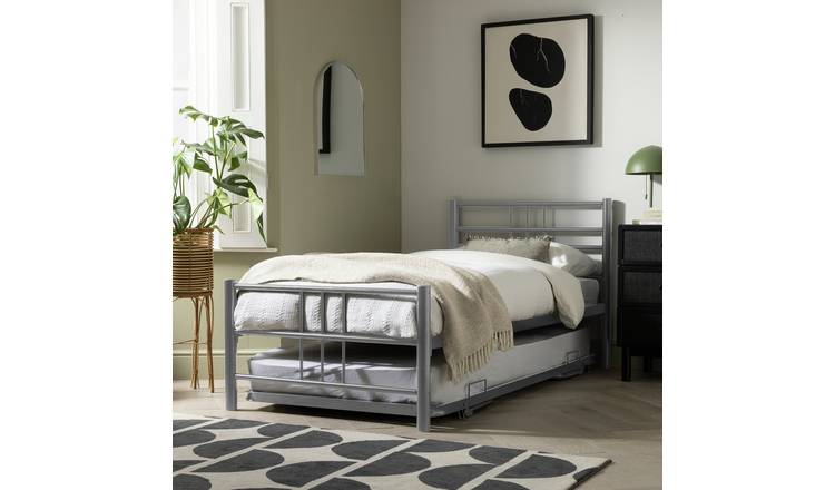 Argos Atlas silver guest bed single with mattresses - British product
