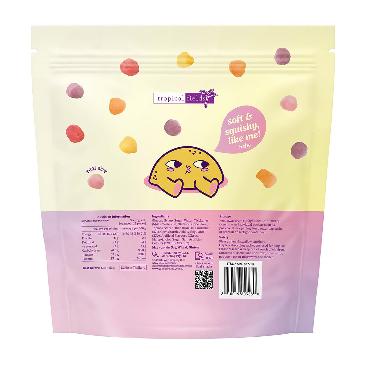 Citrus and Mango Flavoured Mini Mochi Gummies 800g (16 x 50g)
