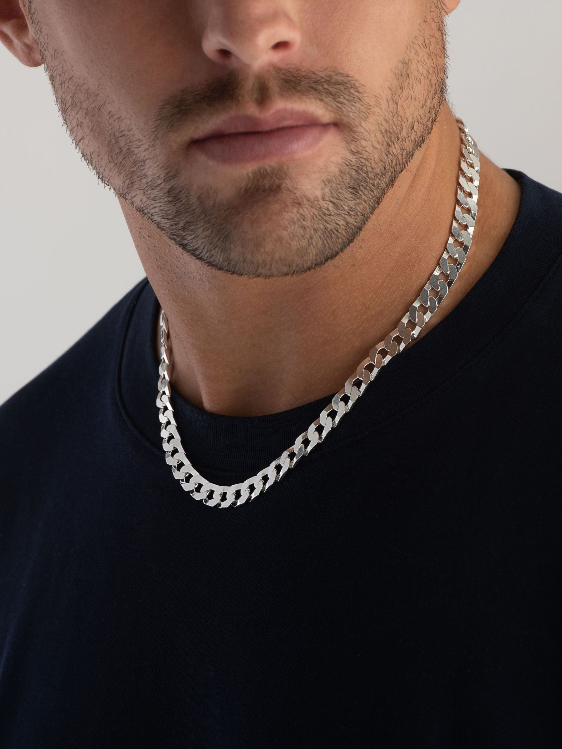 Sterling silver curb necklace 50cm (British brand)
